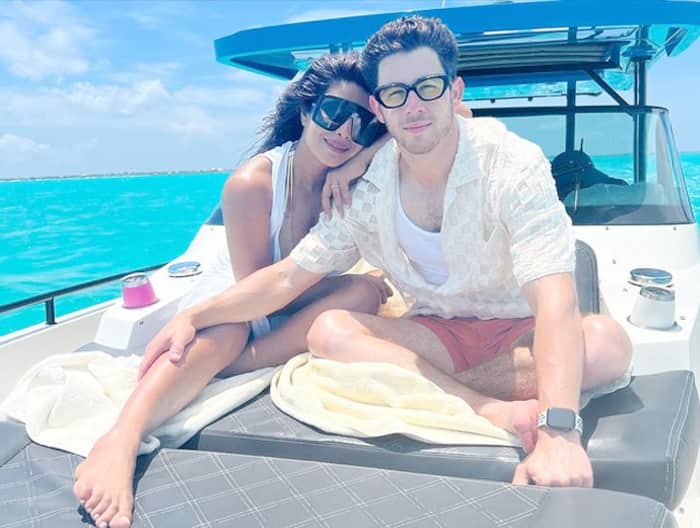 Priyanka-Nick chilling on a yacht