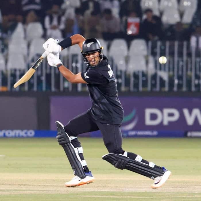 Rachin Ravindras century powered NZ to win in 46.1 overs in Rawalpindi