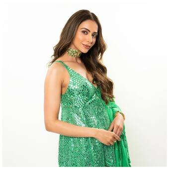 kitty spencer green dress Rakul Preet Singh Kickstarts Her Wedding Celebrations in Sharara Set And That Bridal Glow is a Hard Miss! maximalist