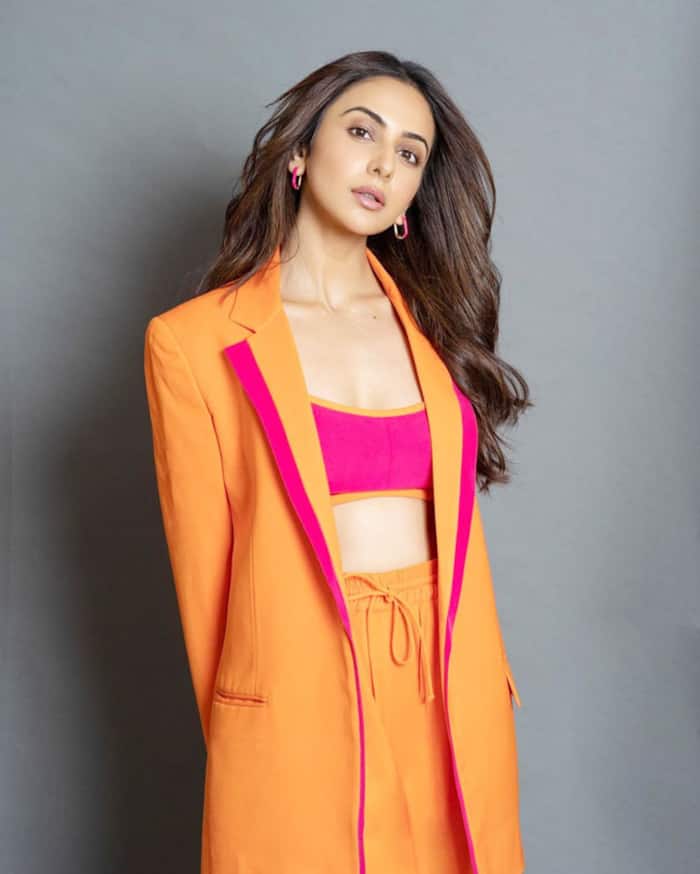 Rakul Preet Singh Oozes Oomph in Hot Deep Orange Bralette And Orange ...