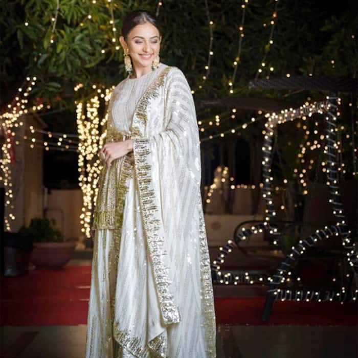 Rakulpreet Singh wears a silver sparkling lehenga for Diwali celebrations