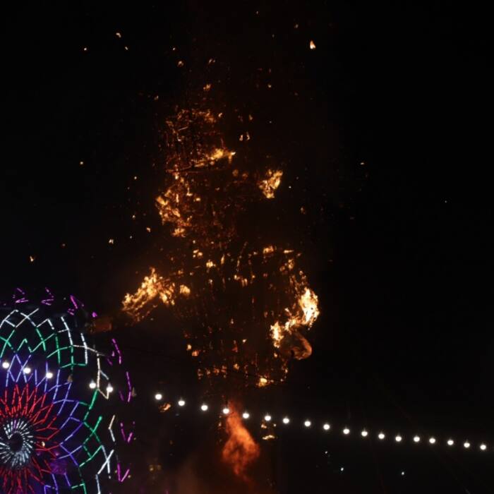 Ravan Effigy burns at Lav Kush Ramlila Maidan Delhi