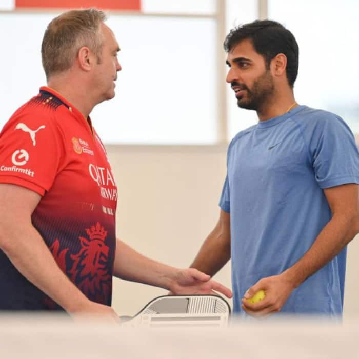 RCB pacer Bhuvneshwar Kumar was seen in Pickleball doubles action