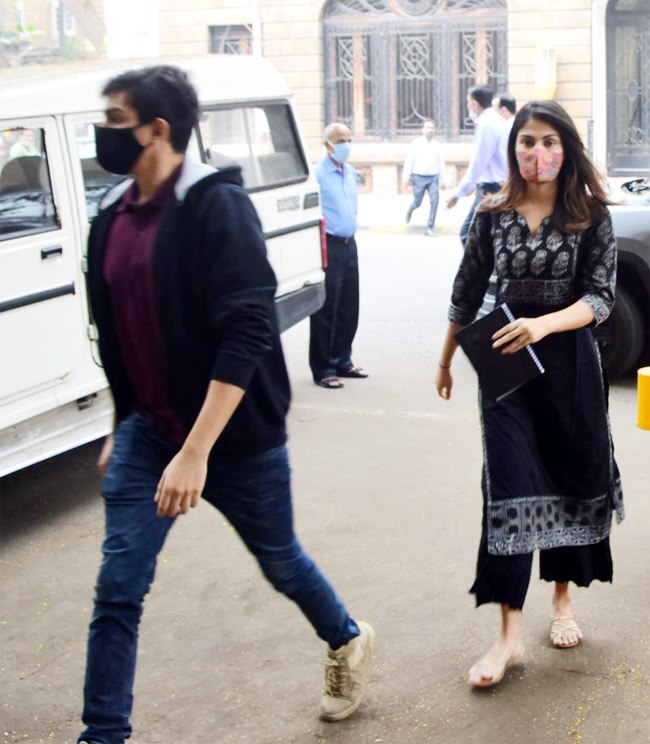 Rhea Chakraborty and brother Showik clicked at NCB office