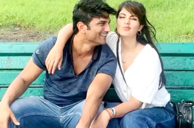 Rhea Chakraborty shared two pics from the happy moments with Sushant