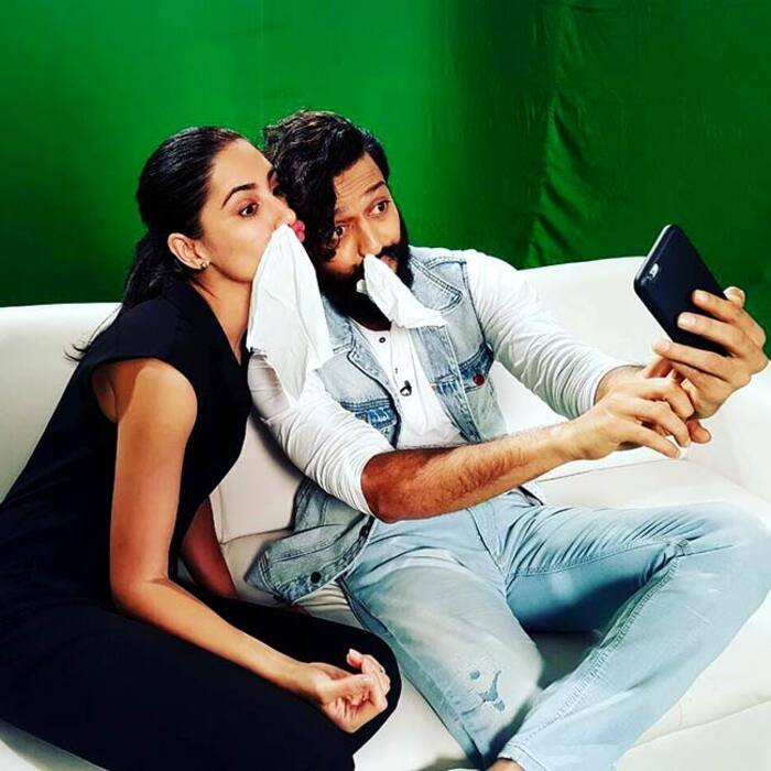 Riteish Deshmukh clicks a selfie with Nargis Fakhri during ‘Banjo’ promotions