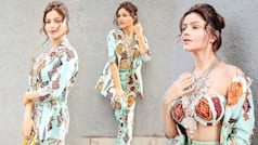 Rubina Dilaik Looks Ravishing in a Printed Bralette, Pants And Cape Jacket| See Hot Pictures