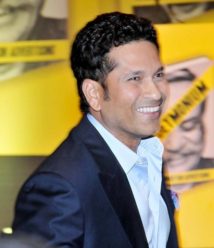 Sachin Tendulkar clicked during the launch Piyush Pandey s book  Pandeymonium 