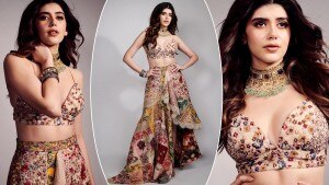 Sanjana Sanghi Shines Bright in Thigh-High Slit Multicoloured ...