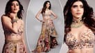 Sanjana Sanghi Shines Bright in Thigh-High Slit Multicoloured Lehenga And Plunging Blouse- HOT PICS