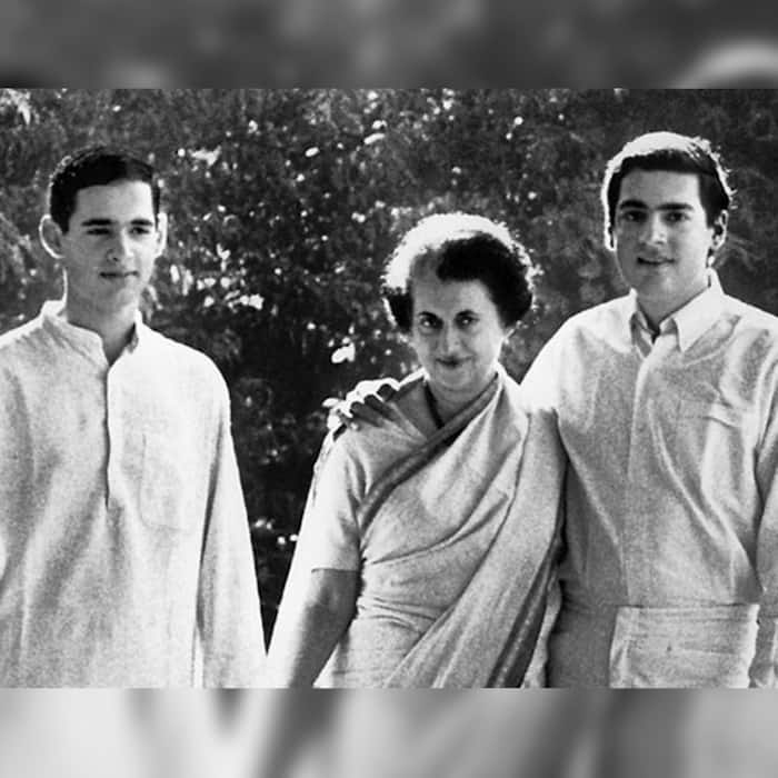 Sanjay Gandhi with mother India Gandhi and brother Rajiv Gandhi