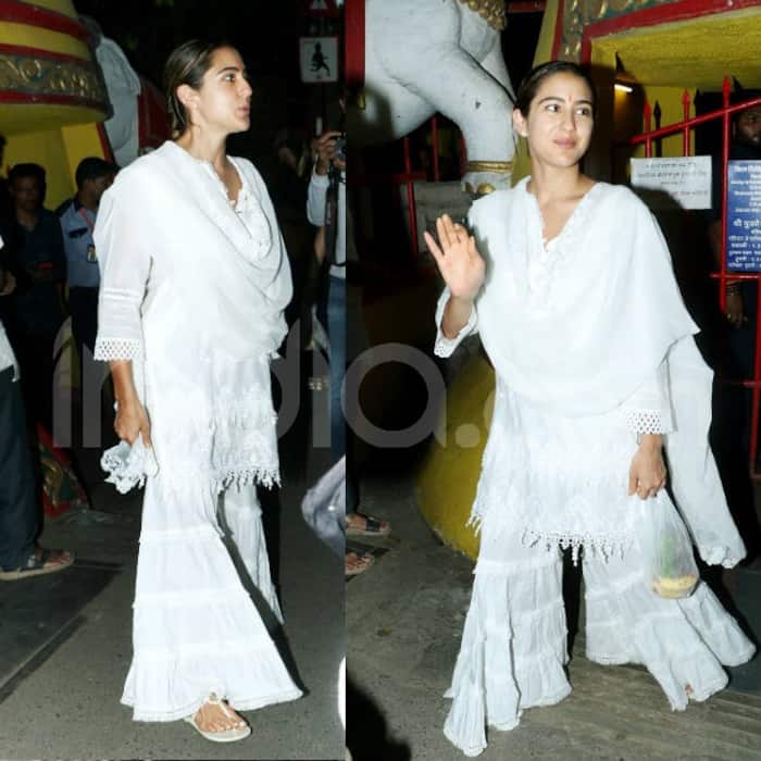 Sara Ali Khan greets paparazzi outside Shani temple
