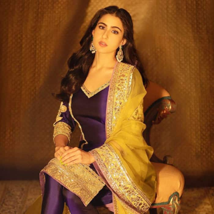 Sara Ali Khan looks fabulous in a purple suit as she poses for Diwali-special pictures