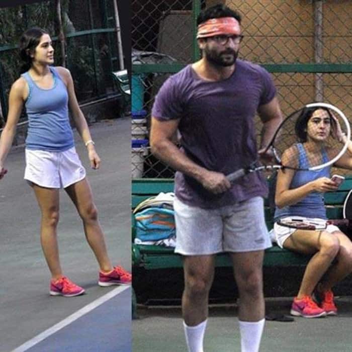 Sara Ali Khan playing badminton with daddy Saif Ali Khan