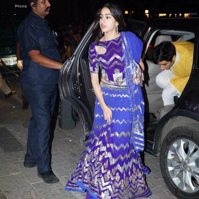 Sara Ali Khan snapped in lehenga for a party with brother Ibrahim Ali Khan