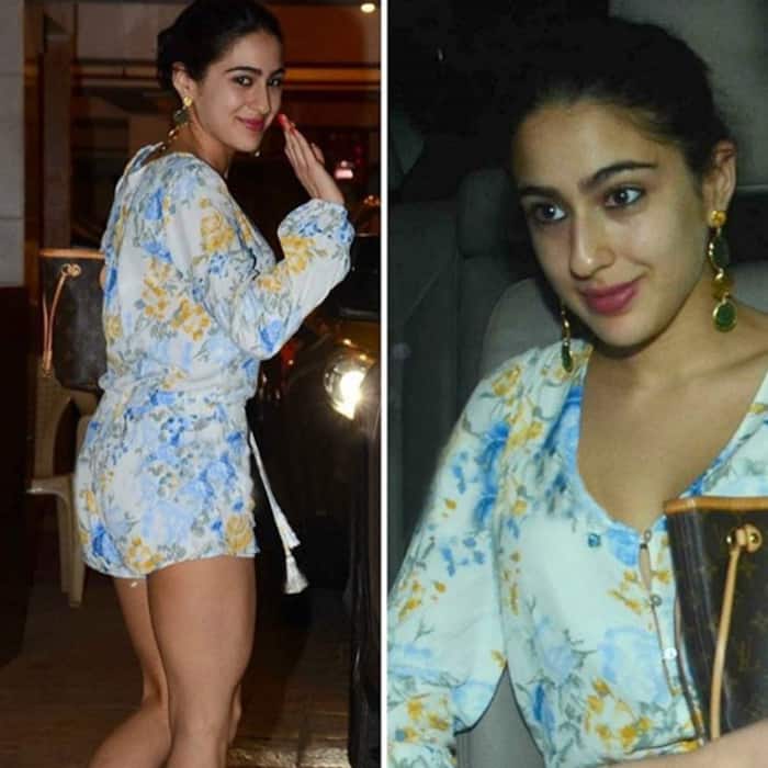 Sara Ali Khan snapped under dad Saif Ali Khan’s apartment