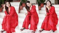 Sargun Mehta is an Ethnic Fashion Dream in Simple Red Suit| See Photos