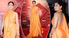 Shamita Shetty Burns Internet With Sexy Pics in Backless High-Slit Neon Orange Gown