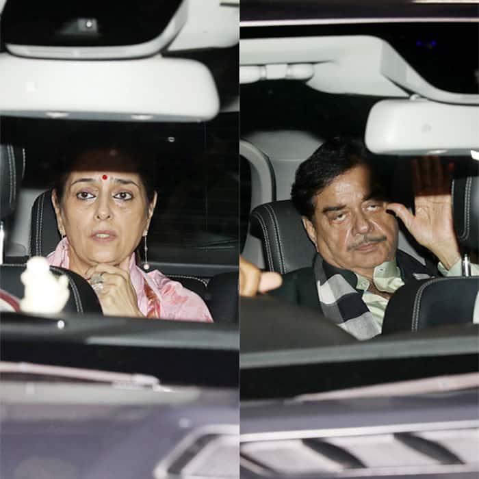 Shatrughan Sinha and Poonam Sinha outside Salman Khan’s residence