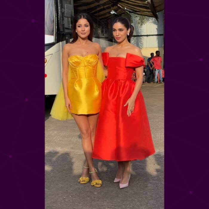 Shehnaaz Gill in a yellow dress,  flaunted  figure beautifully.