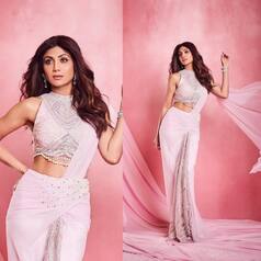 Shilpa Shetty is in a 'Cherry Blossom' Mood With Tarun Tahiliani's Pink Sequin Saree- See Latest PICS