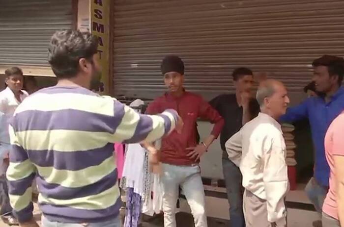 Shops being forcibly shut down by protesters in Dehradun in Uttarakhand  following Bharat Bandh