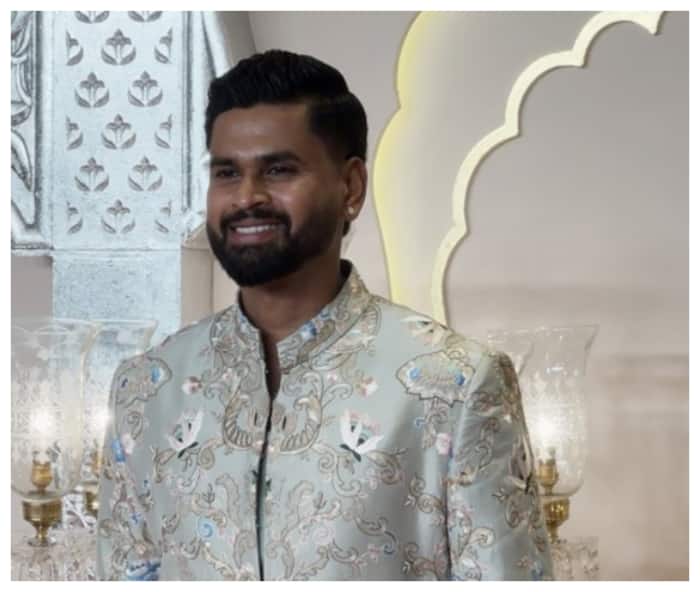 Shreyas Iyer was seen all smiles at Anant Ambani-Radhika Merchant wedding.