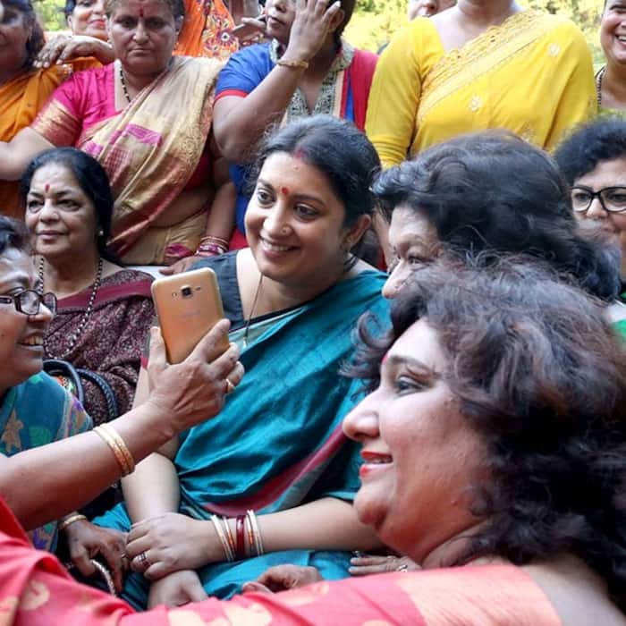 Smriti Irani poses for selfie during Teej celebrations programme