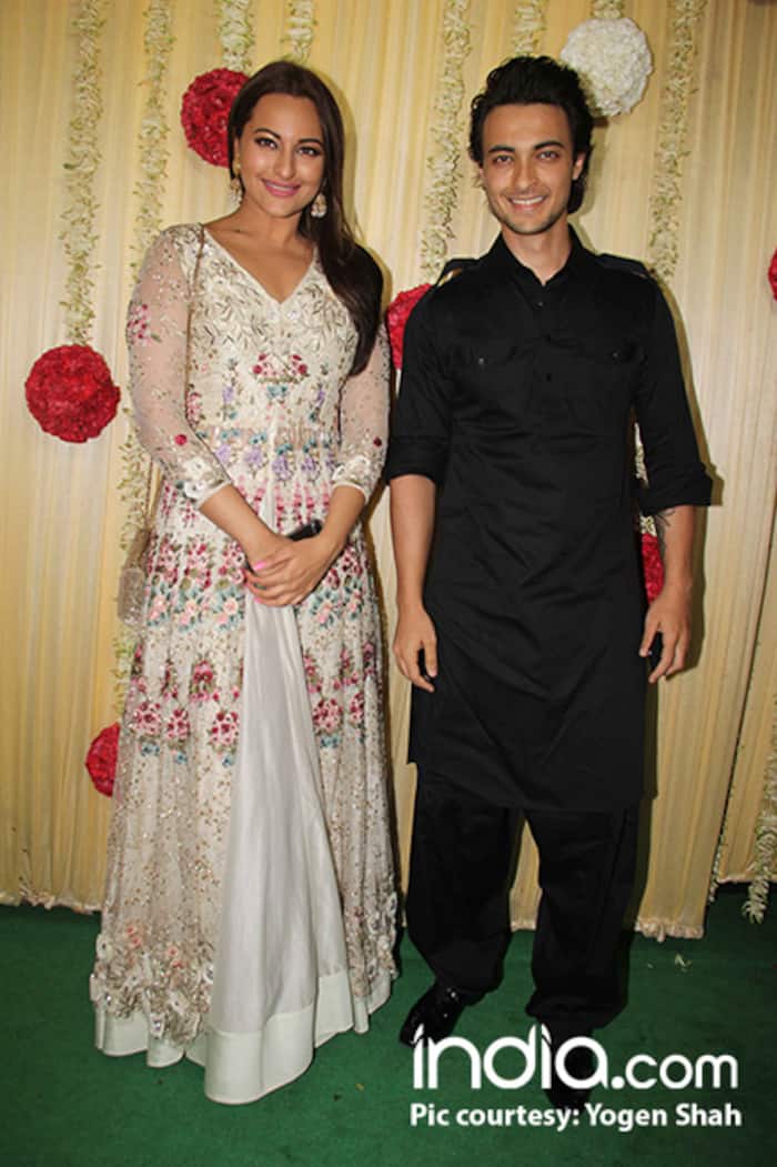 Sonakshi Sinha with Arpita Han’s husband Aayush Sharma at Ekta Kapoor’s Diwali bash