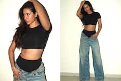 Sonam Bajwa Raises Mercury in Hot Black Crop-Top And Unbuttoned Jeans, Pics