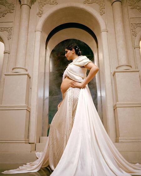 Sonam Kapoor Redefines Pregnancy Fashion Flaunting Bare Bump In An Off-White Satin Ensemble, Fans Call Her 'Goddess'- See Pics