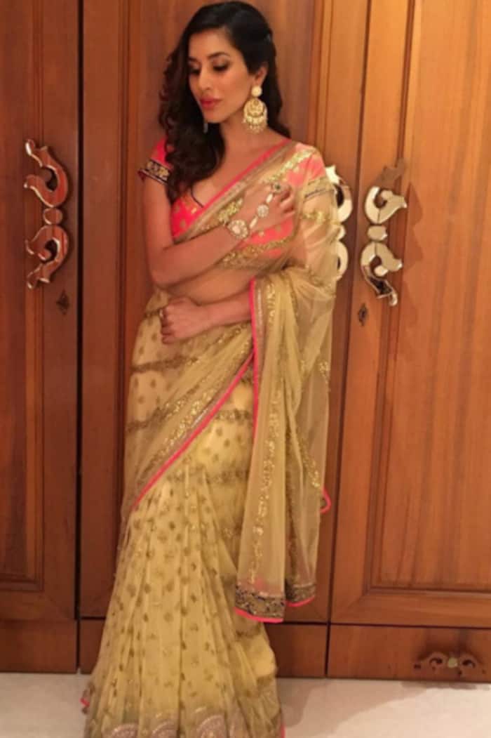 Sophie Choudry dons a lehenga sari for Diwali party