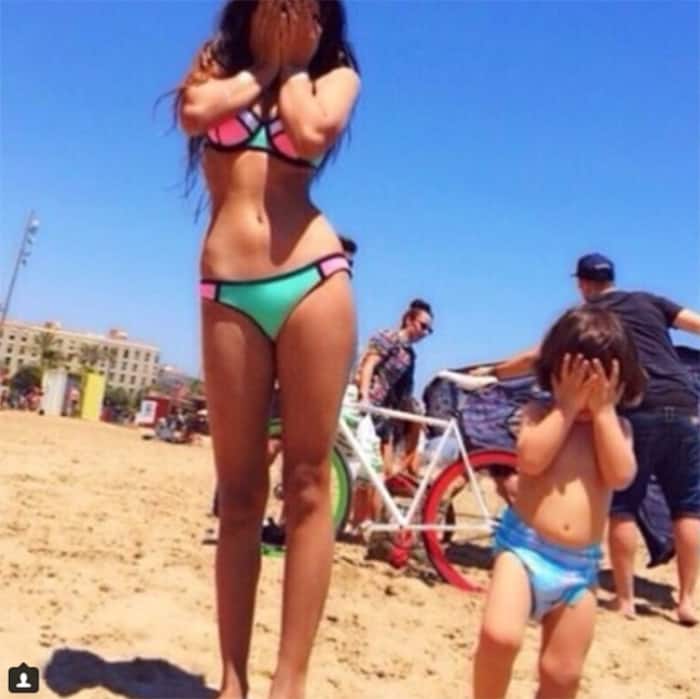 Suhana Khan posing in bikini with brother Abram Khan