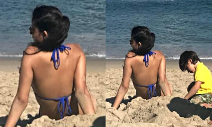 Suhana Khan sunbathing in bikini with brother Abram Khan