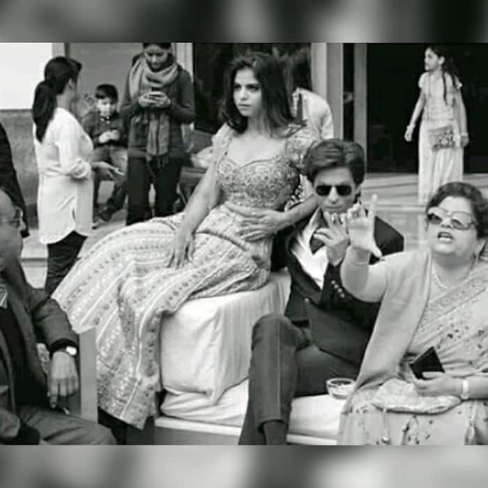 Suhana Khan with Shah Rukh Khan at a wedding in Delhi