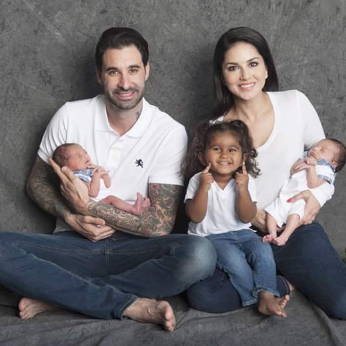 Sunny Leone and Daniel Weber with their kids