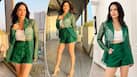 Sunny Leone Stuns in Hot White Crop-Top And Green Skirt l PHOTOS