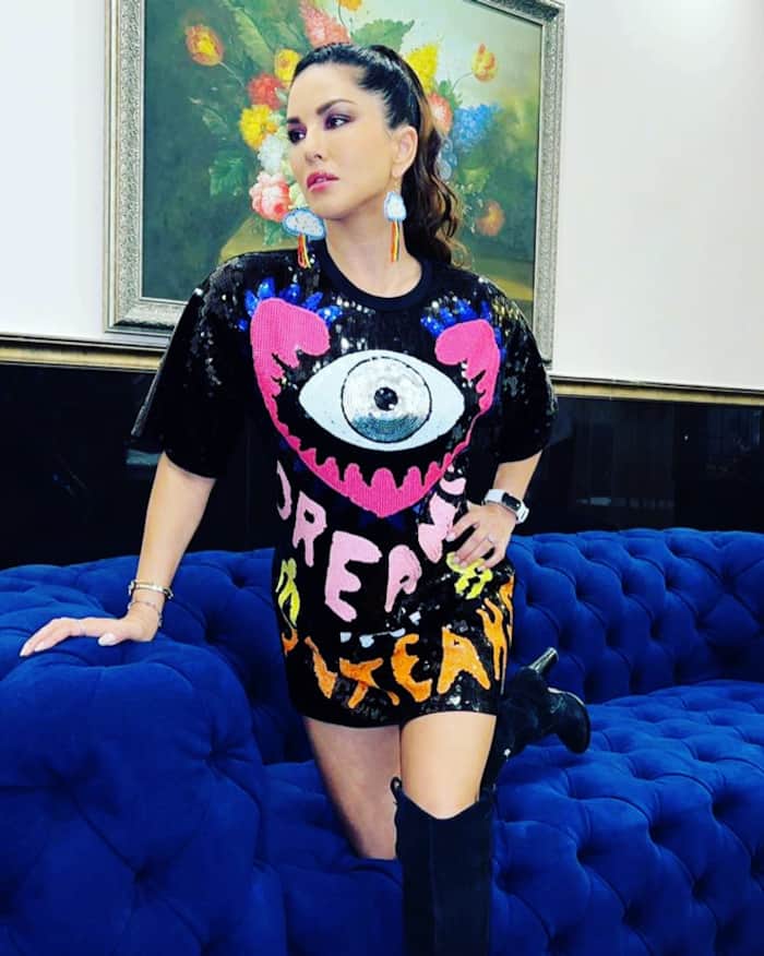 Sunny Leone is Party Ready in Her Quirky T Shirt Dress And Those Hot