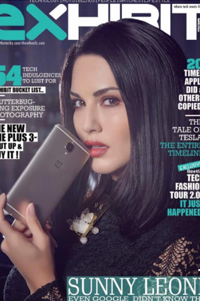 Sunny Leone on the cover page of Exihibit Magazine