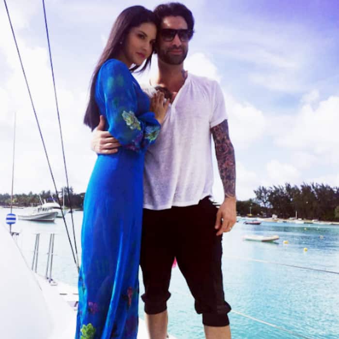 Sunny Leone poses with husband Daniel Weber
