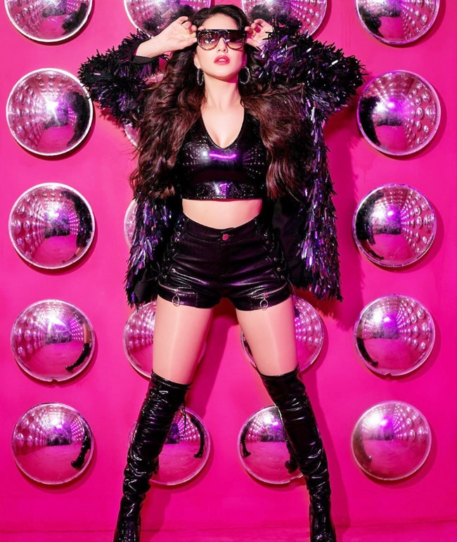 Sunny Leone Swags it up in Sexy co-ord Dress and Sunglasses
