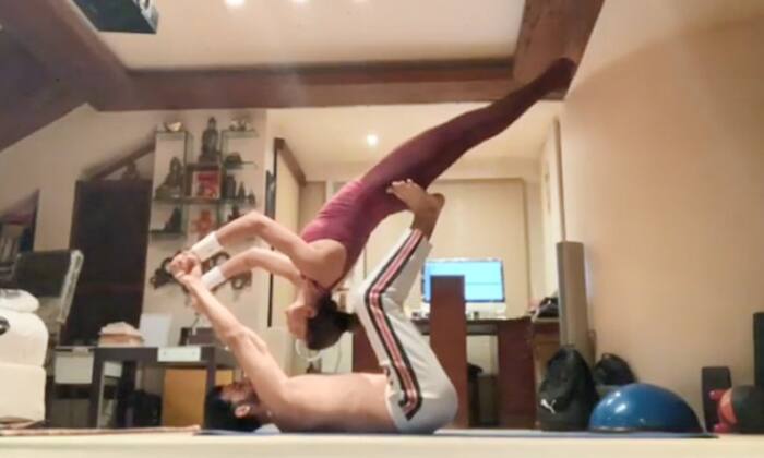 Sushmita and Rohmans sexy yoga pictures