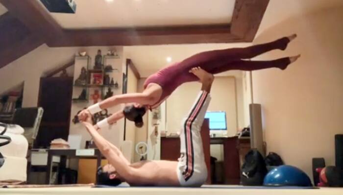 Sushmita and Rohmans sexy yoga pictures