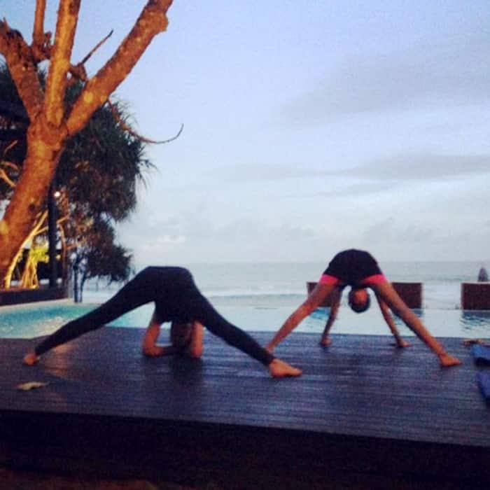 Sushmita Sen and her daughter Renee doing Yoga on their Thailand vacation