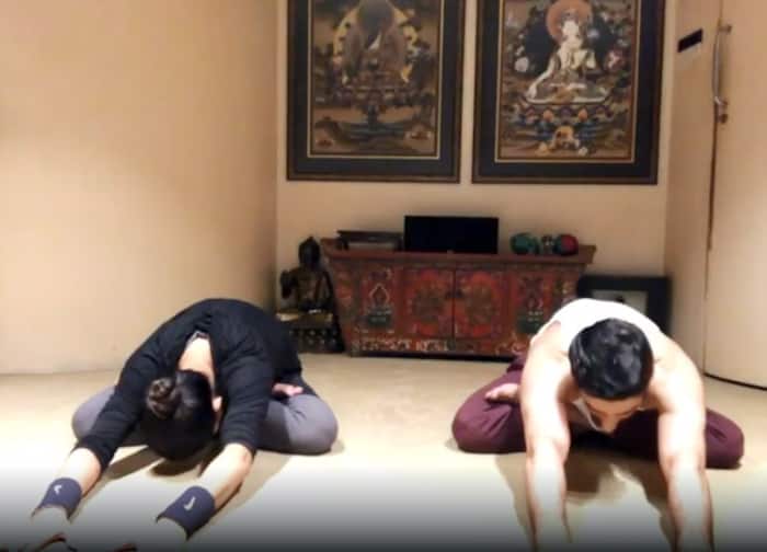 Sushmita Sen and Rohman Shawl doing the cute dance
