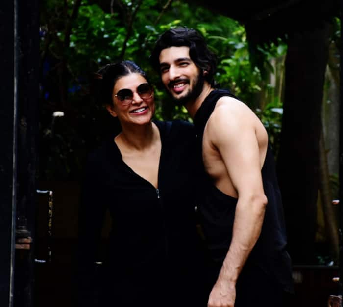 Sushmita Sen and Rohman Shawl twin in black