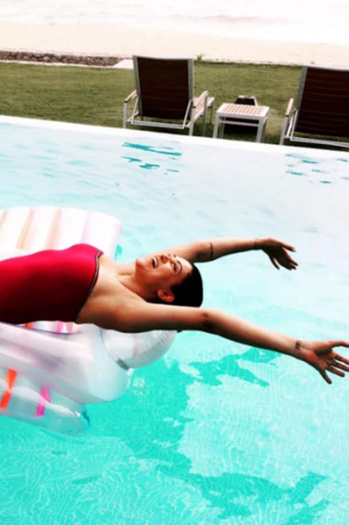 Sushmita Sen clicked as she enjoys in pool during her Thailand trip