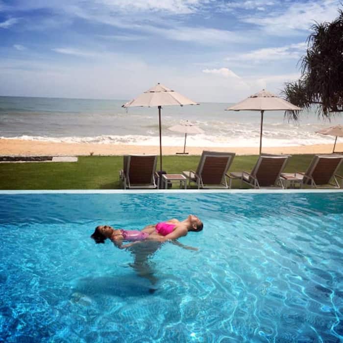 Sushmita Sen enjoying pool time with her younger daughter Alisah in Thailand