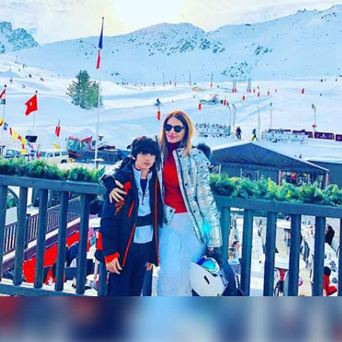 Suzzanne Khan with son Hreehan in France