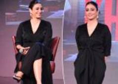 Tabu Looks Drop-Dead Gorgeous in Her Edgy Black Gown With Hot Neckline And Thigh-High Slit - Pics From Khufiya Teaser Launch